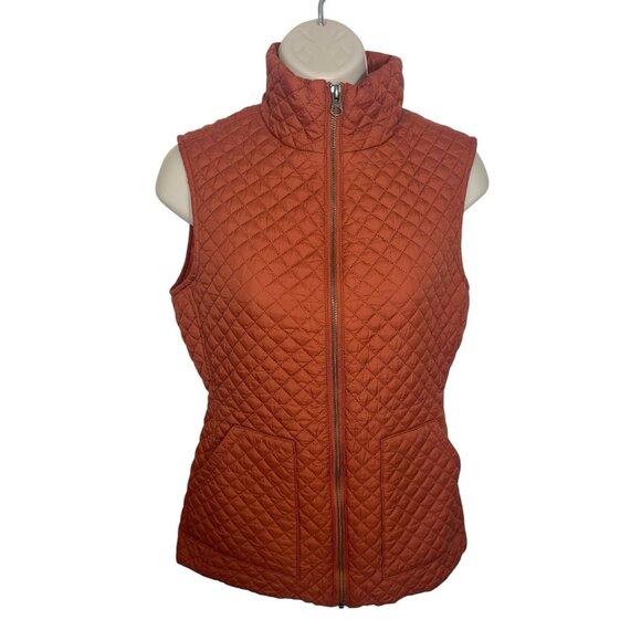 CREMIEUX Women's Size Small Dark Orange Quilted Zip Up Vest - Picture 2 of 12